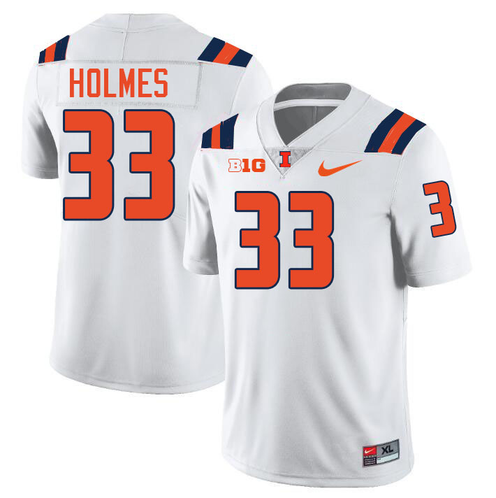 Men #33 Ezekiel Holmes Illinois Fighting Illini College Football Jerseys Stitched-White